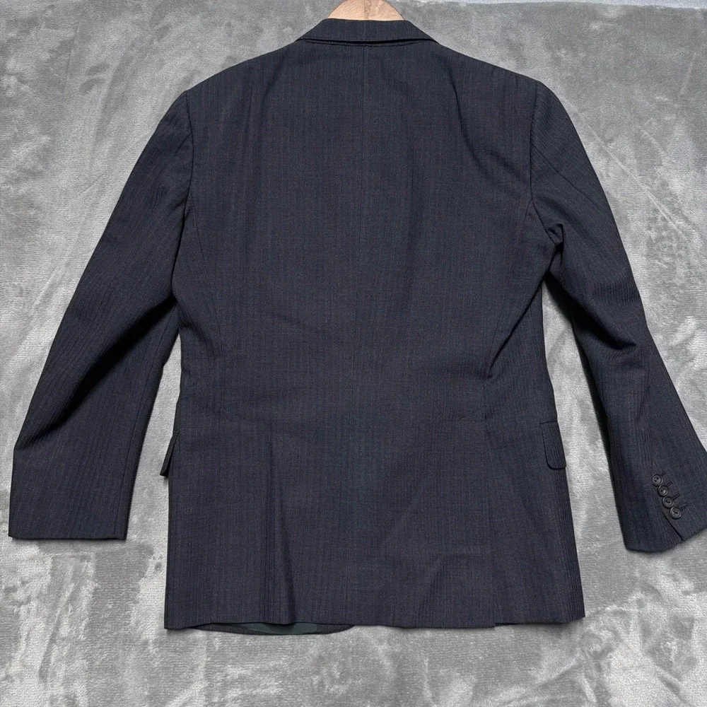 Vtg Sullivan Woolley Savile‎ Row Bespoke Blazer Mens 38 Gray Red Pinstripe Wool